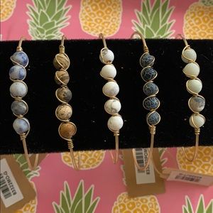 ❎ 4 total CRYSTAL AVENUE | Natural Stone Bangle Bracelets Hinge NWT